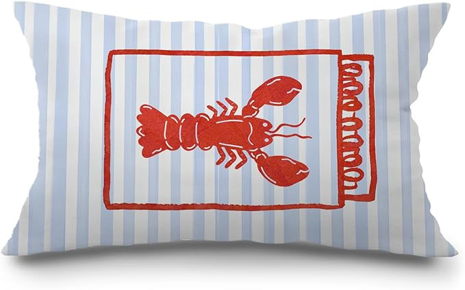 JINYO Maine Lobster Pillow Covers 12x20 inch, Preppy Coastal Decor,New England Style Decor, East ... | Amazon (US)