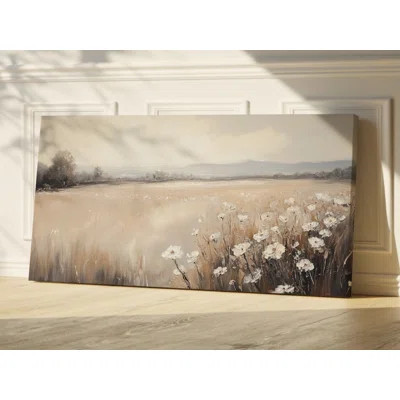 Rustic Countryside Landscape, Wildflowers Large Canvas Wall Art | Wayfair North America