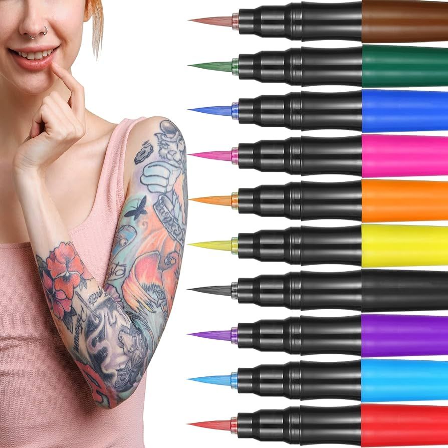 Jim&Gloria Temporary Tattoo Pens Fake Tattoos Kit Removable Face Body Tattoo Paint Markers For Hallo | Amazon (US)