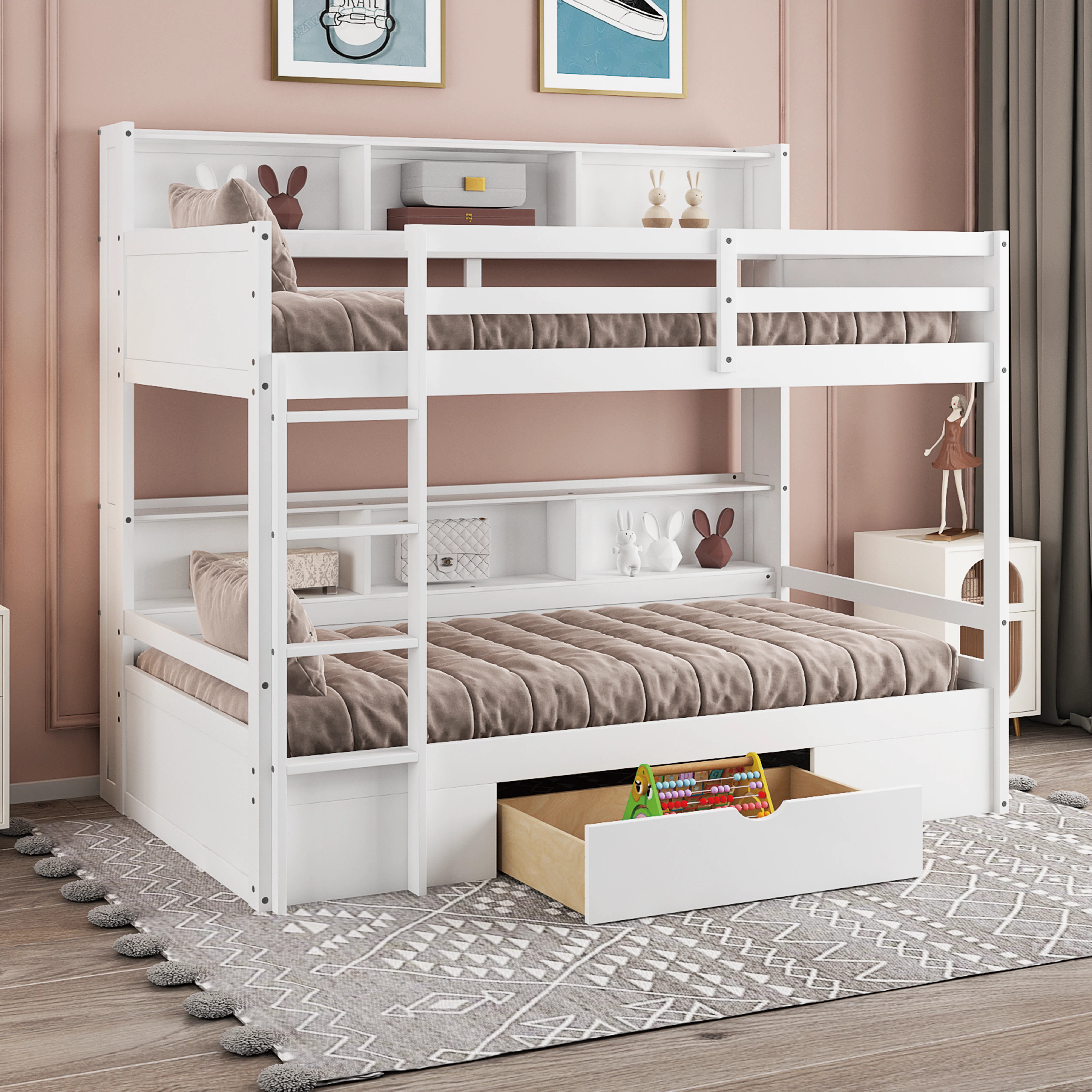 Hadlie Twin over Twin Solid Wood Standard Bunk Bed with Shelves by Harriet Bee | Wayfair North America