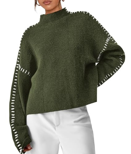PRETTYGARDEN Women's Chunky Knit Sweaters 2025 Fall Long Sleeve Mock Neck Oversized Pullover Tops... | Amazon (US)