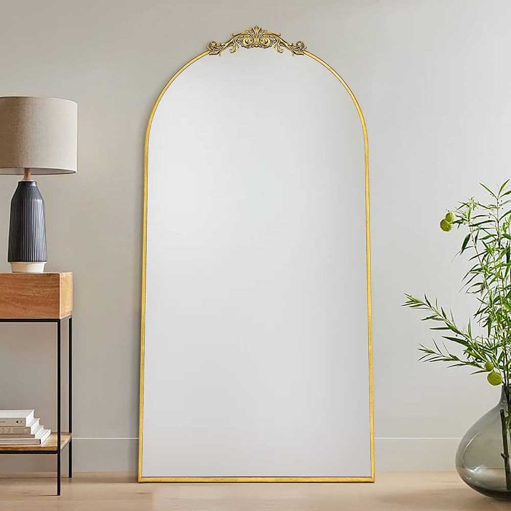 EGHOME 30x60'' Arched Ornate Full Length Floor Mirror Full Body Traditional Baroque Inspired Bath... | Amazon (US)