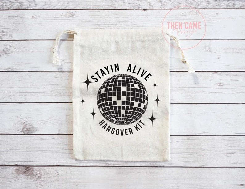 Stayin Alive Hangover Kit, Bachelorette Party Bag, Disco Bachelorette Party,  Recovery Kit , Retr... | Etsy (US)