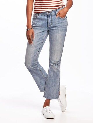 Distressed Flare Ankle Mid-Rise Jeans for Women | Old Navy US
