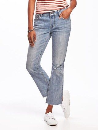 Old Navy Womens Distressed Flare Ankle Mid-Rise Jeans For Women June Grass Size 0 | Old Navy US