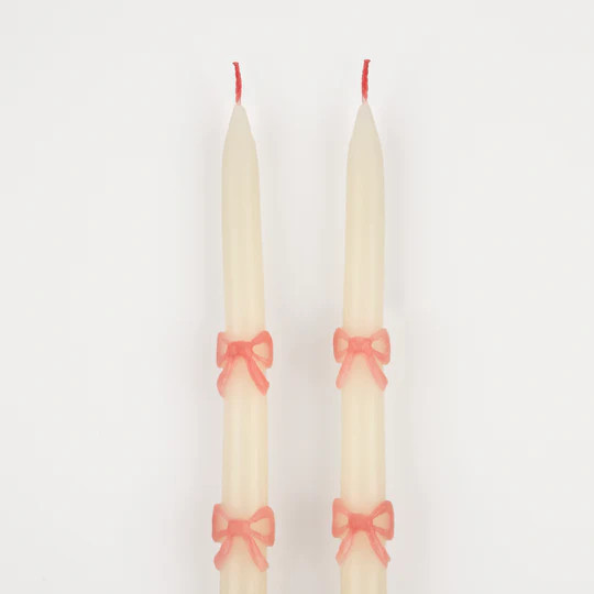 Pink Bow Taper Candles (x 2) | Meri Meri