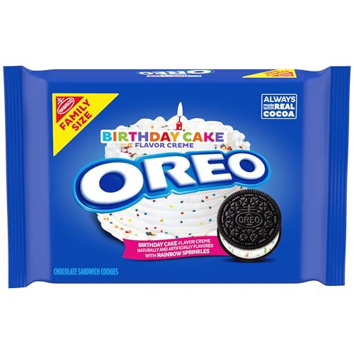 OREO Birthday Cake Creme Chocolate Sandwich Cookies, Family Size, 17 oz | Amazon (US)