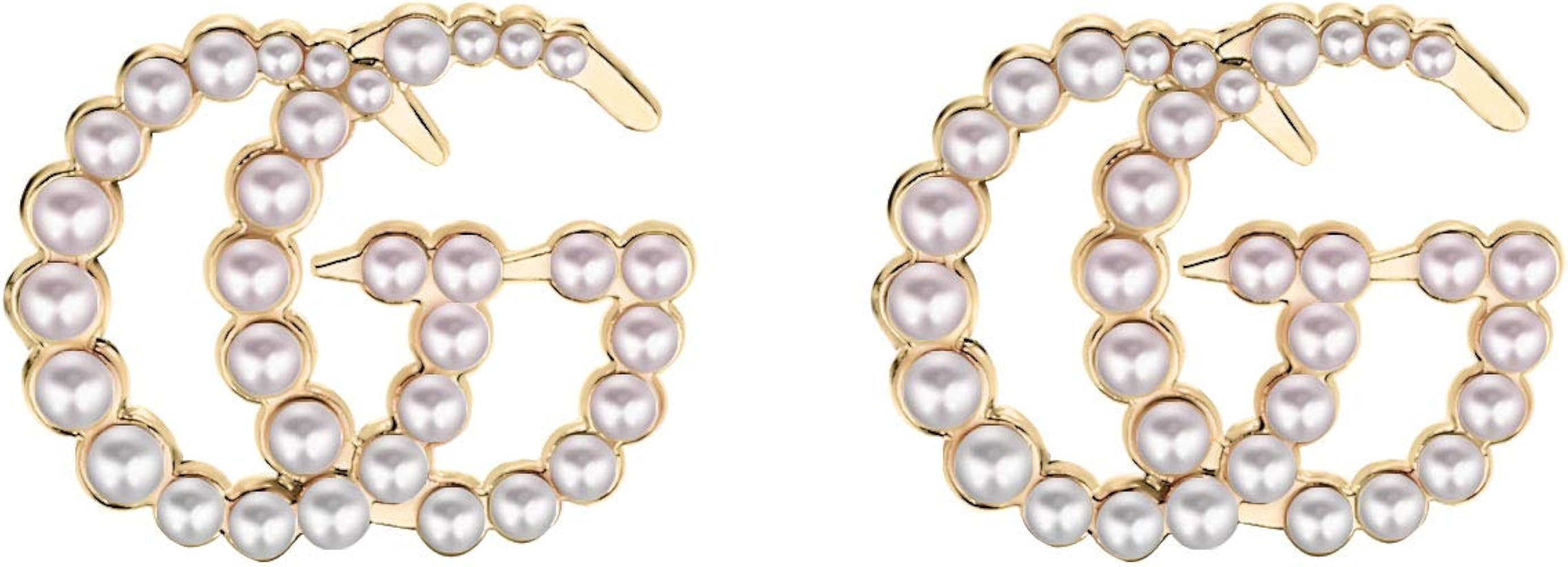 G Earrings Initial Letter Earrings - Sterling Silver Hypoallergenic Pearl Cubic Zirconia Earrings... | Amazon (US)