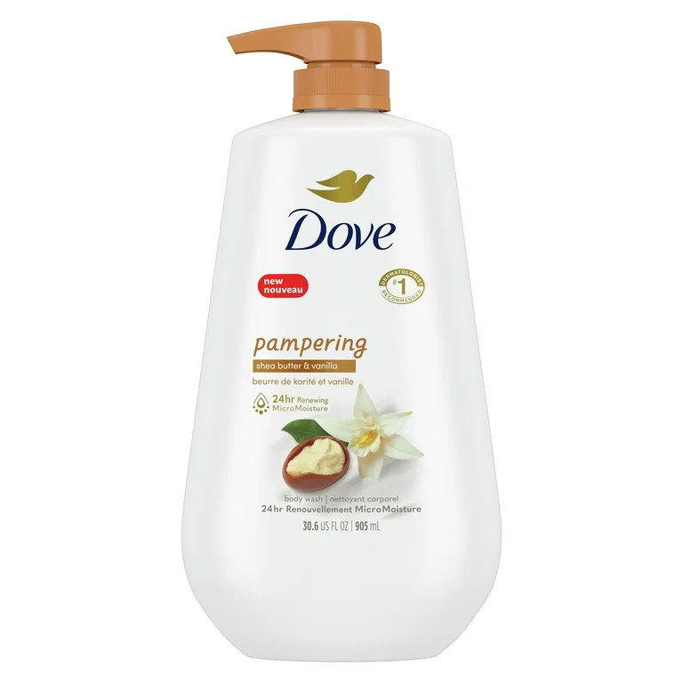 Dove Pampering Long Lasting Gentle Body Wash, Shea Butter and Vanilla, 30 fl oz | Walmart (US)