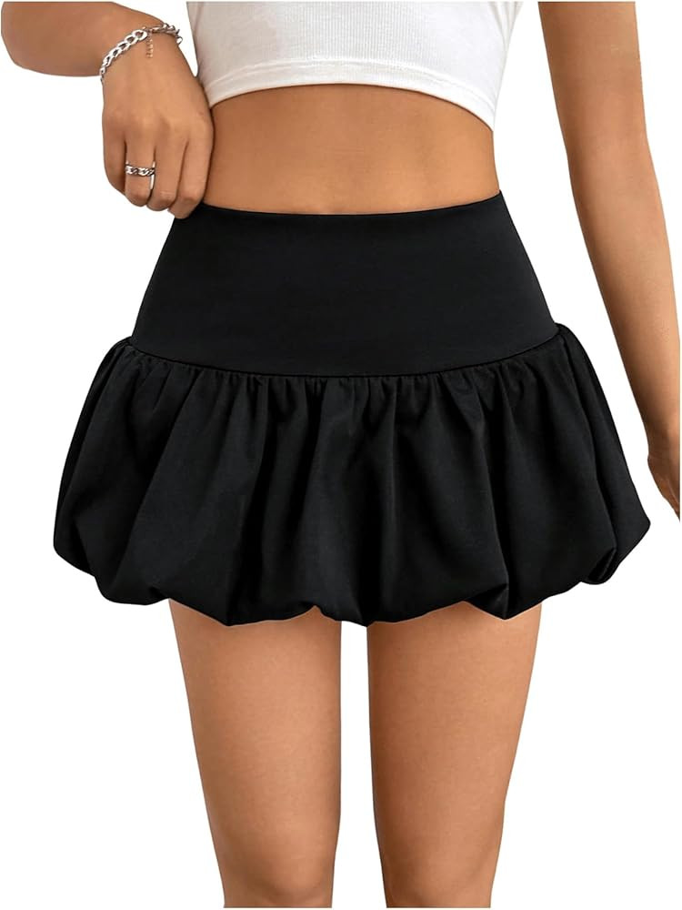 Milumia Women Y2K Bubble Mini Skirt High Waist Ruffle Hem Summer A Line Short Skirts | Amazon (US)