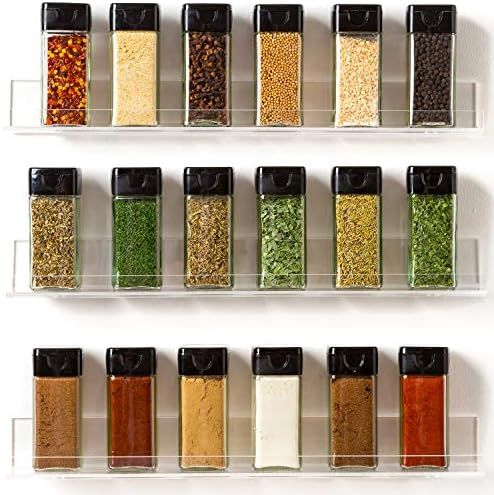 Pretty Display 'Invisible' Acrylic Spice Rack Wall Mount Organizer [3 Pack 15" Shelves] Ultra-Cle... | Amazon (US)