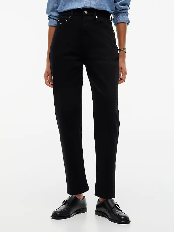 Mom High Rise Tapered Black Jeans | Tommy Hilfiger UK