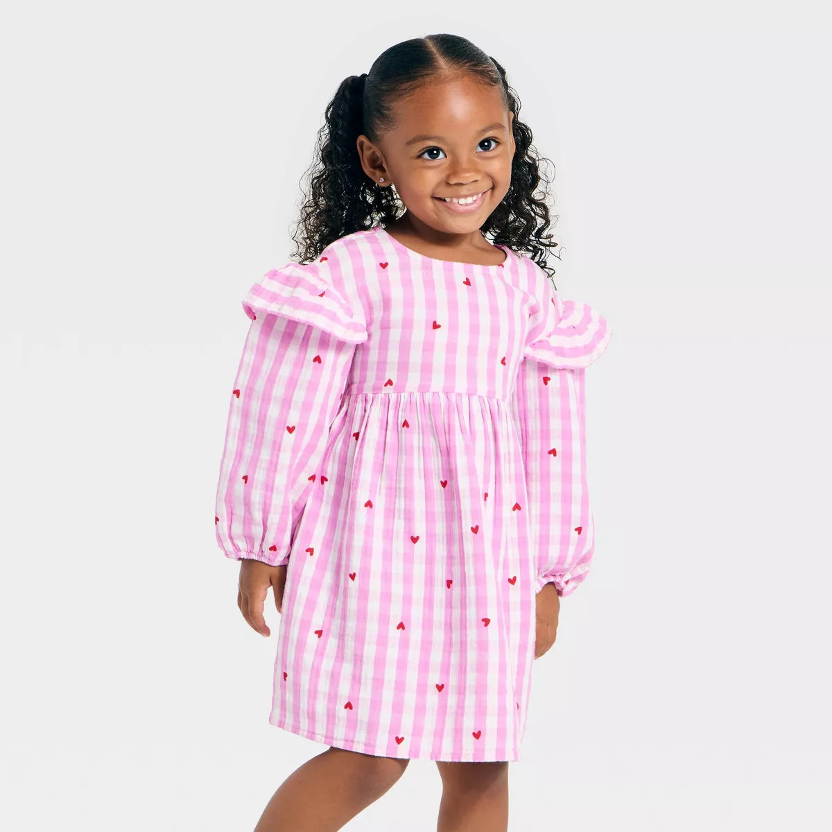 Toddler Girls' Long Sleeve Ruffle Dress - Cat & Jack™ Pink | Target