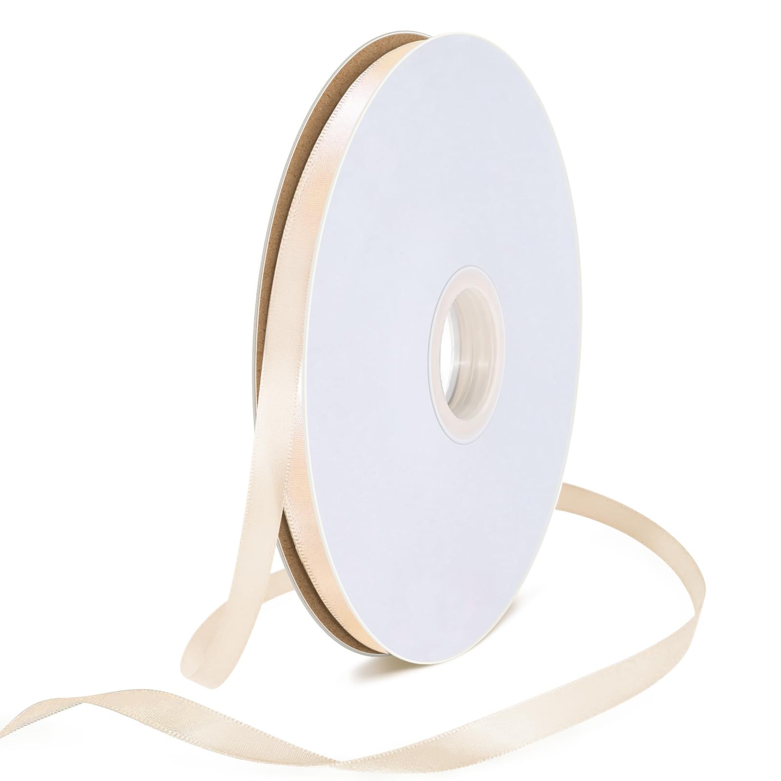 Bealif 91m Beige Satin Ribbon 6mm White Fabric Thick Ribbon for Hair Bows, Gift Wrapping, DIY Sew... | Amazon (UK)