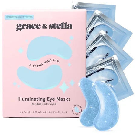 Grace & Stella Under Eye Mask for Dark Circles and Puffy Eyes, All Skin Type, Hydrogel Eye Patches (24 Pairs, Blue) | Walmart (US)