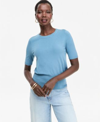 I.n.c. International Concepts Women's Elbow-Sleeve Crewneck Sweater, Macy's Exclusive - Suprntrl G | Macy's