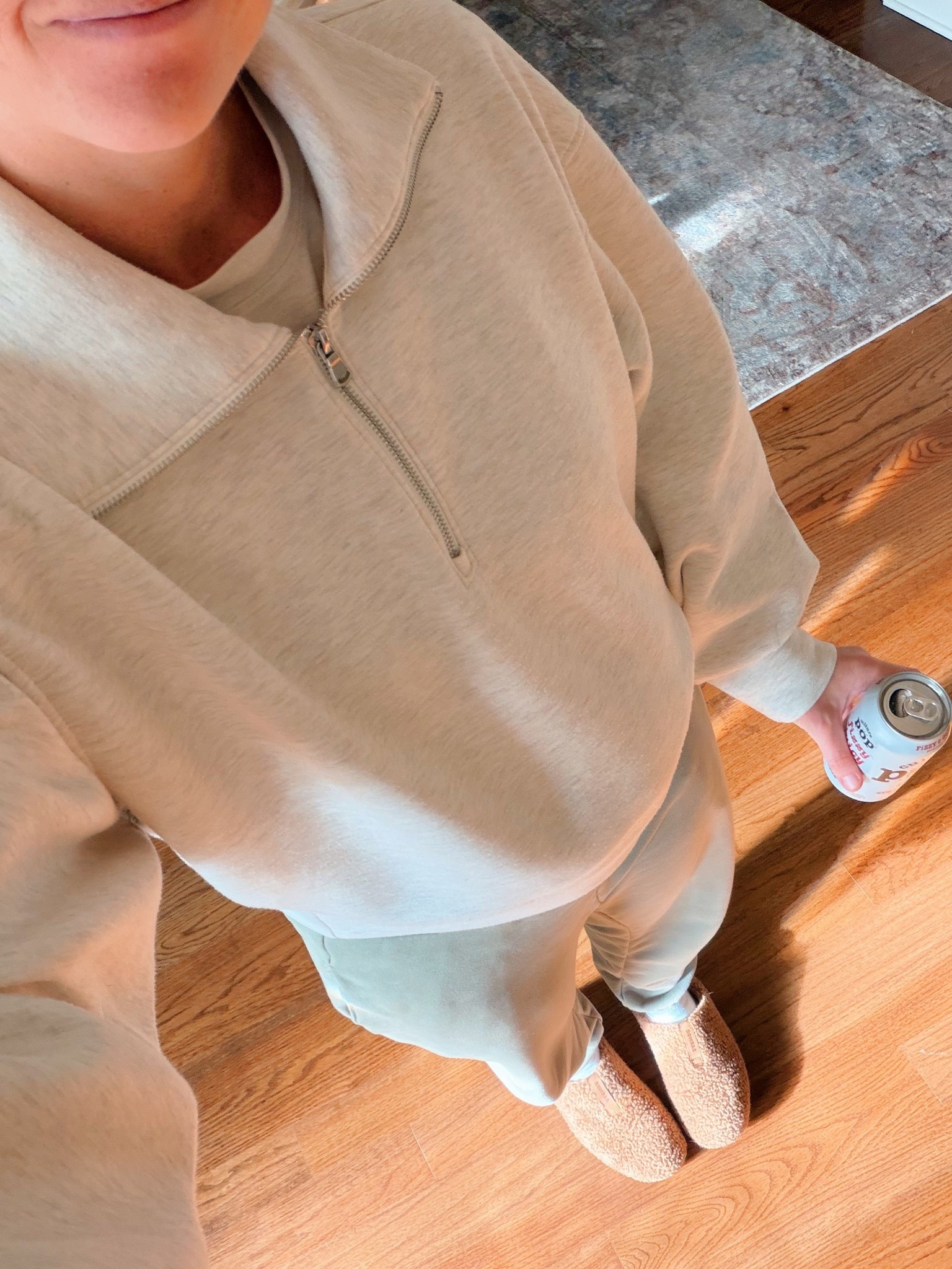 half-zip sweatshirt - old navy sweatshirt - vuori sweatpants - vuori sedona sweatpants - bombas slippers 

#LTKdayinmylife #LTKFindsUnder100 #LTKmorningroutine