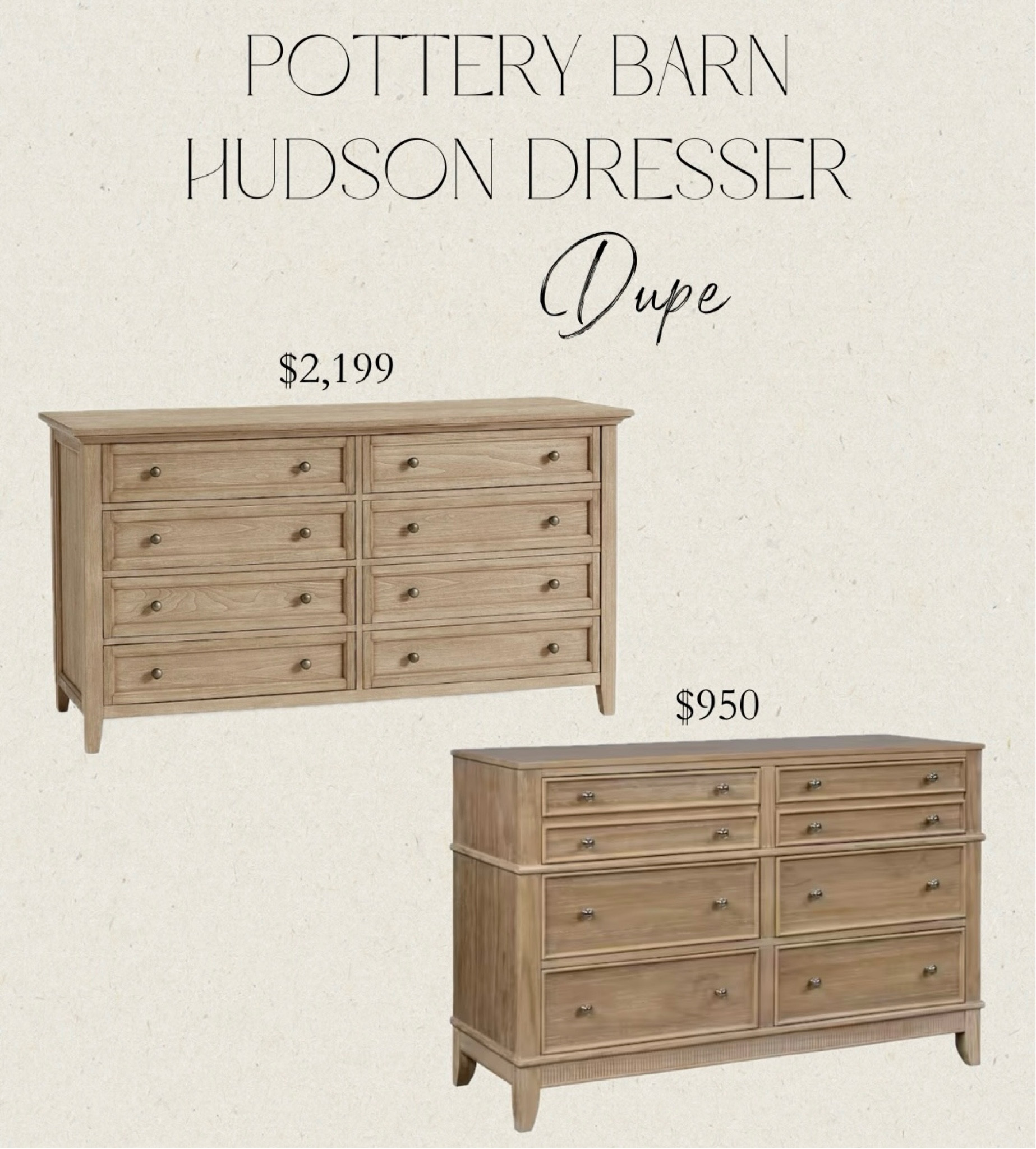 Pottery Barn Hudson 8-drawer dresser dupe / Home Depot Caine 6-drawer dresser dupe


#LTKhome