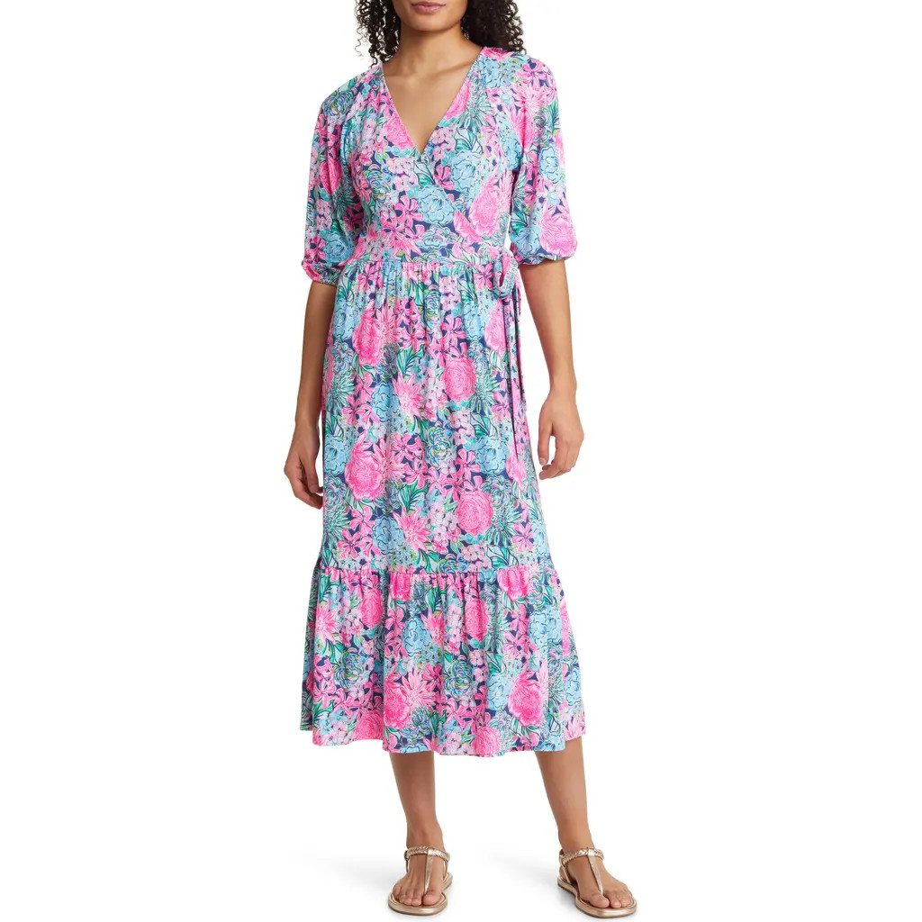 Lilly Pulitzer® Brantley Knit Midi Wrap Dress in Oyster Bay Navy at Nordstrom, Size Small | Nordstrom