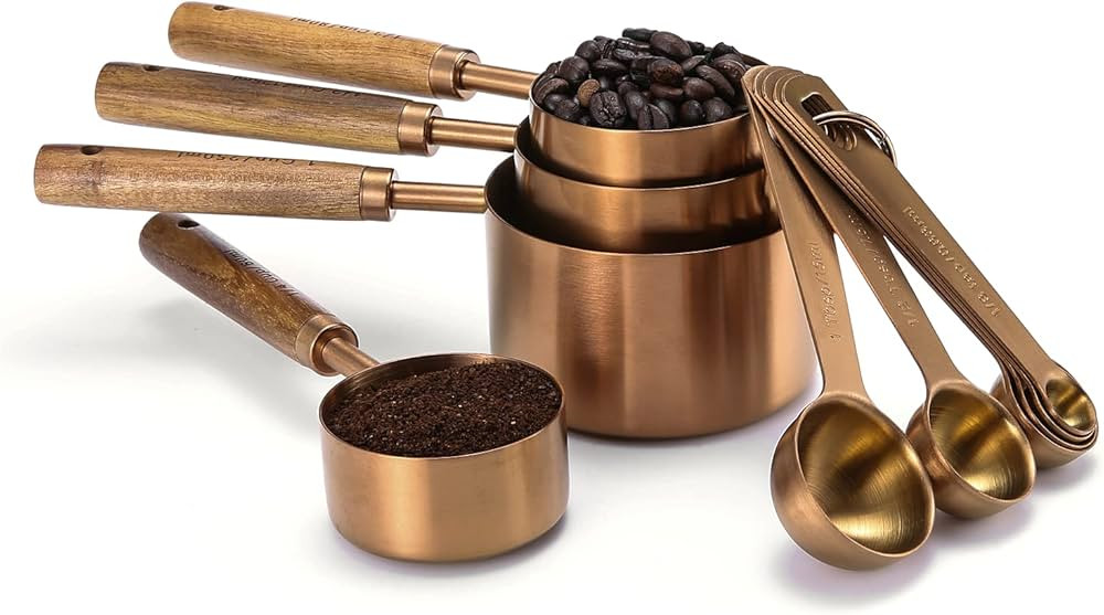 Malmo Measuring Cups and Spoons Set,10-piece with Wooden Handle, Titanium-plating stainless steel... | Amazon (US)