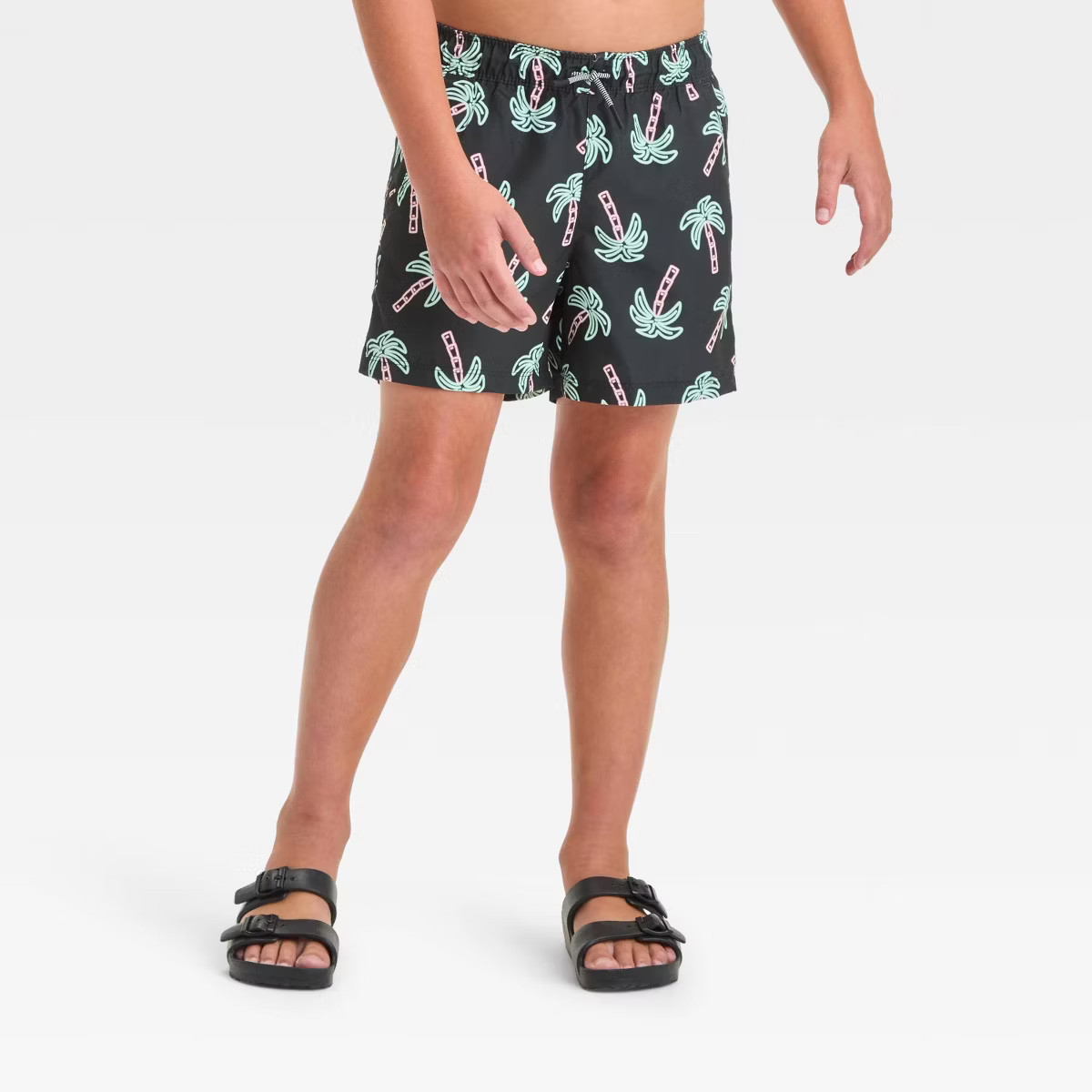 Boys' Palm Tree Printed Swim Shorts - art class™ Black M | Target