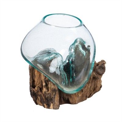 Evergreen Beautiful Springtime Small Glass Planter on Driftwood Outdoor Decor - 7 x 6 x 6 Inches ... | Target