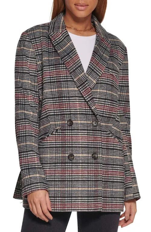 levi's Double Breasted Wool Blend Blazer in Burgundy Mens Houndstooth at Nordstrom, Size X-Large | Nordstrom