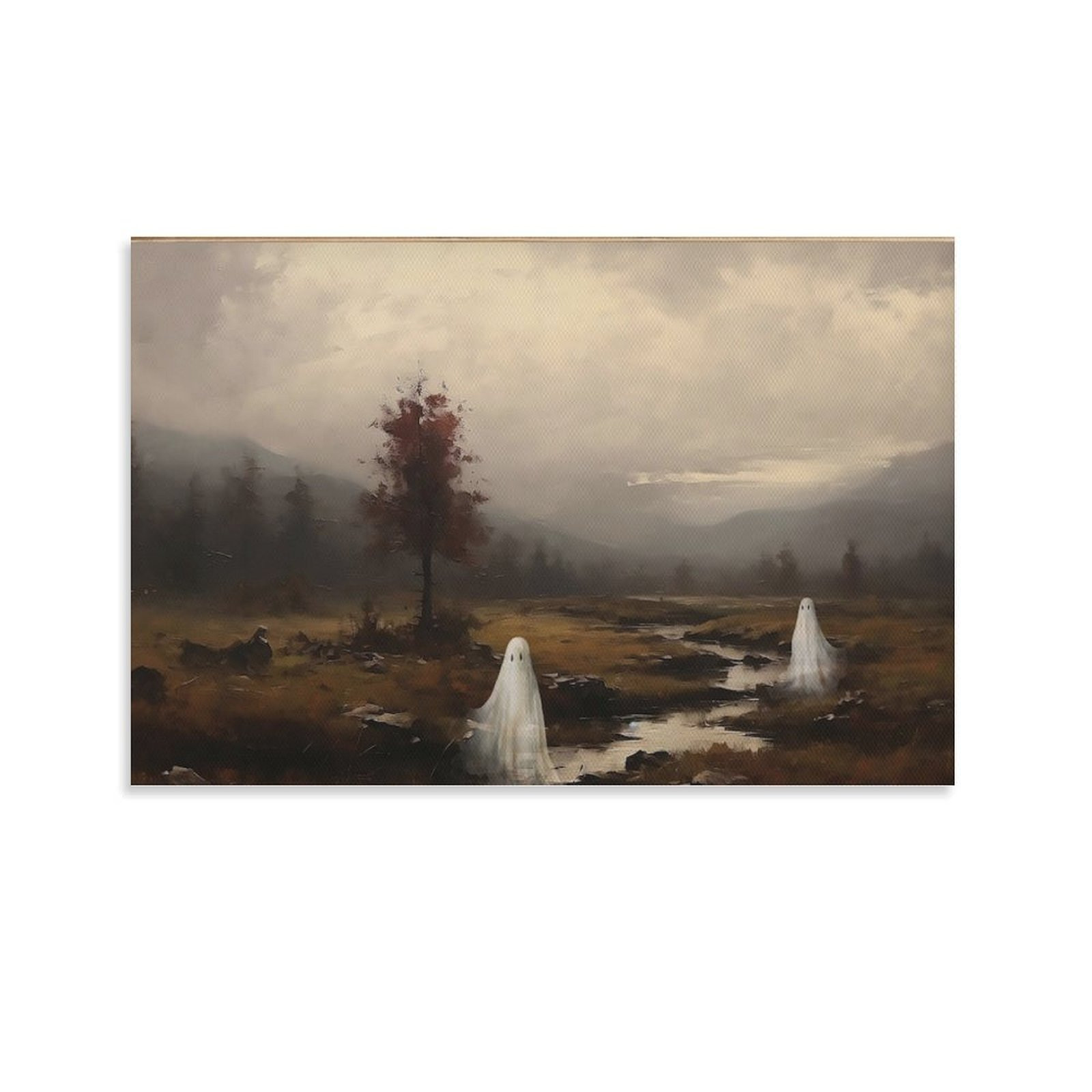 Halloween Frame Art Vintage Ghost Painting Fall Spooky Gloomy Landscape Autumn Leaves Screensaver... | Walmart (US)