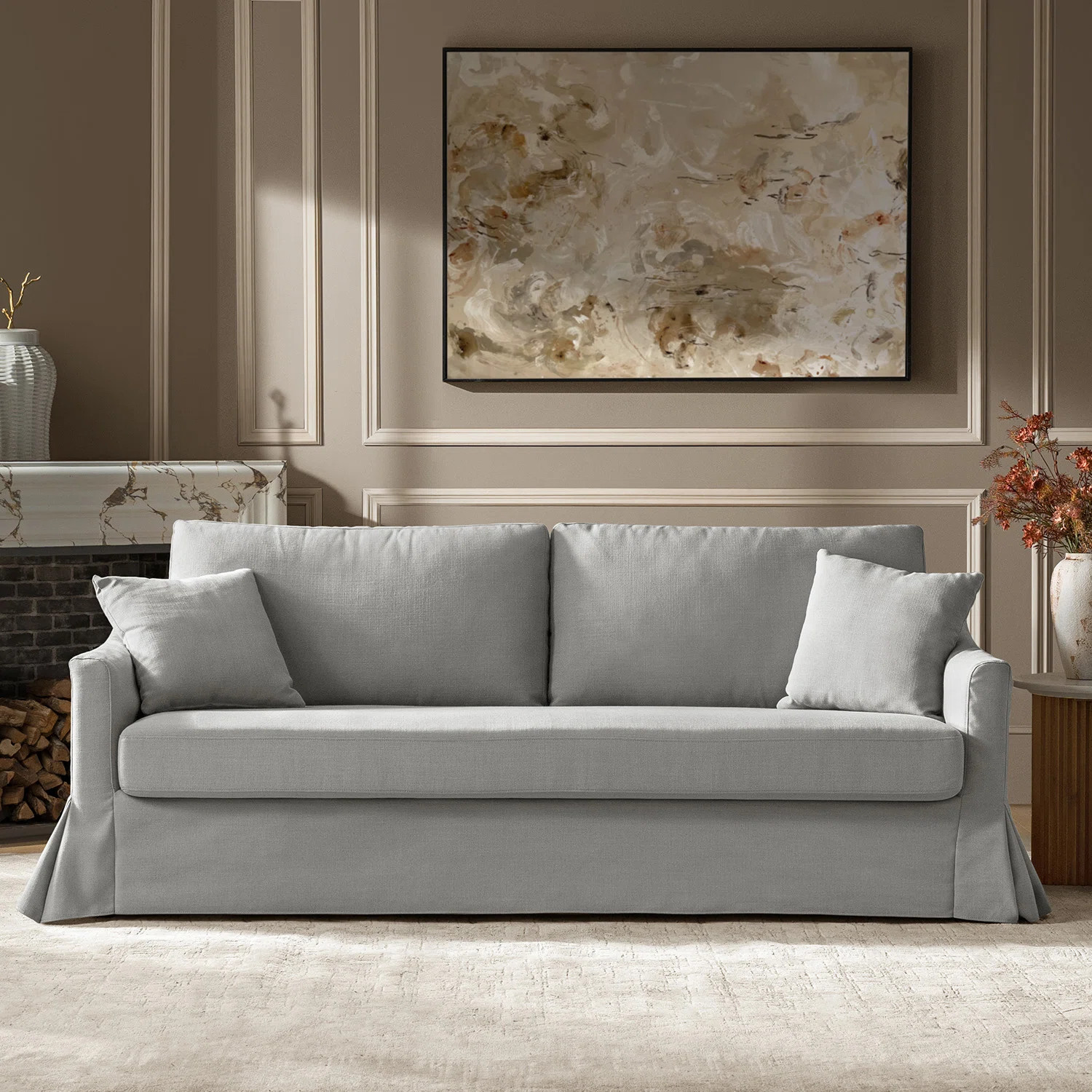 Wimberly 80.5" Farmhouse Upholstered Slipcovered Sofa | Wayfair North America