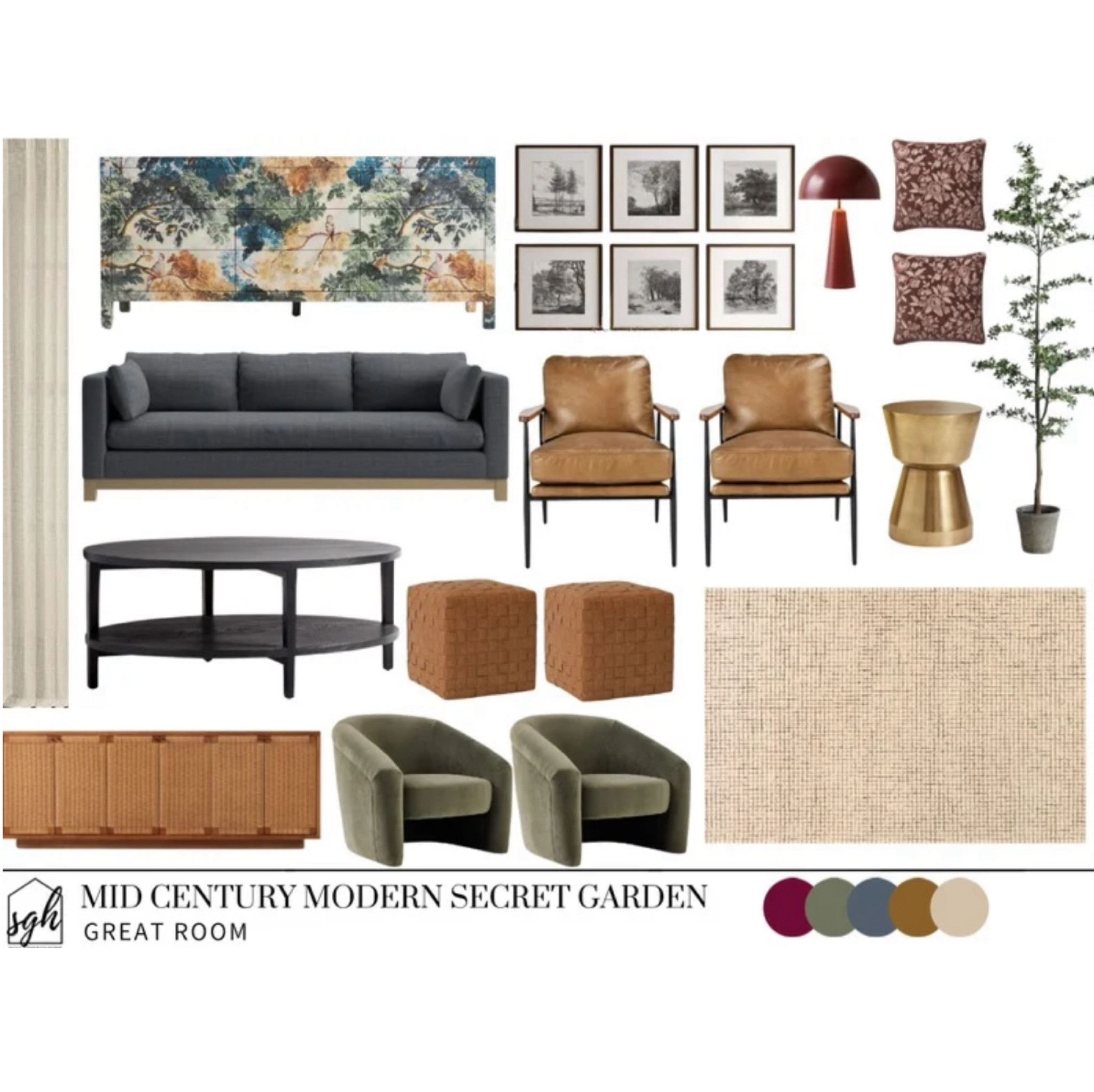 Mid century modern secret garden living room design 

#LTKhome