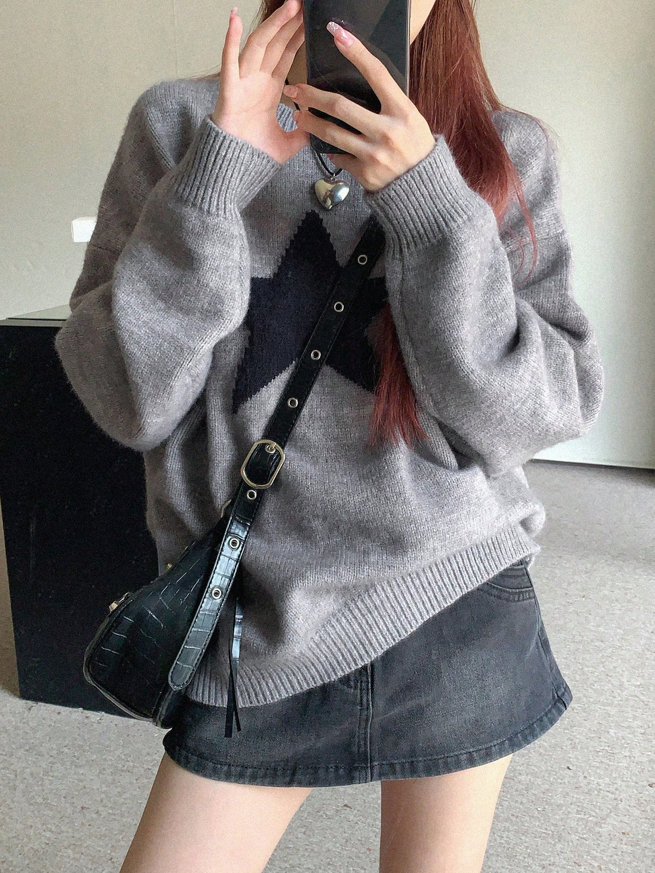 DAZY KPOP Oversized Pullover mit Sternmuster | SHEIN