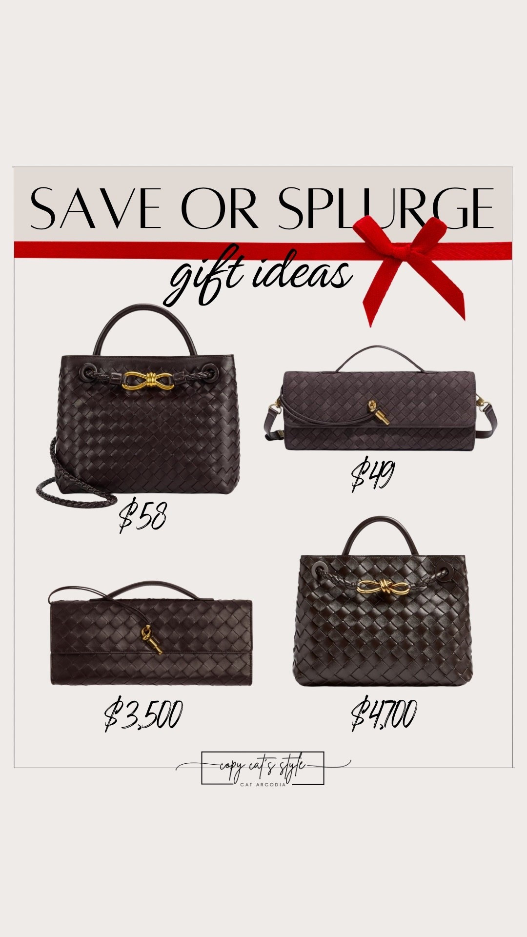 Save or splurge on these perfect holiday gifts. These look expensive for way less! Amazon woven bag, clutch. 

#LTKGiftGuide #LTKFindsUnder50 #LTKSaleAlert