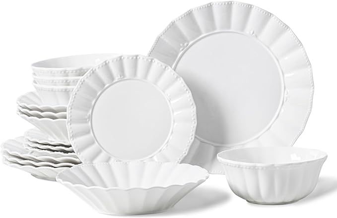 Plates and Bowls Sets, 16 Piece Dinnerware Sets, Porcelain Dinner Set with Plates and Bowls, Cera... | Amazon (US)
