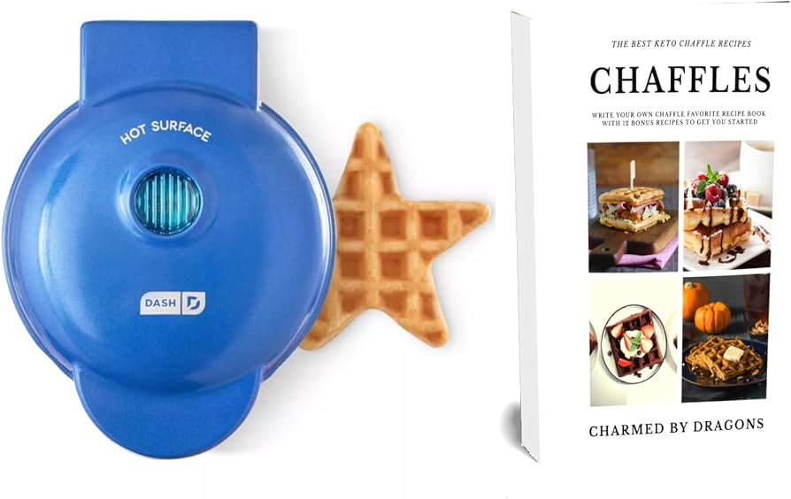 Dash MINI Waffle Iron 4" STAR With The Best Keto Chaffle Recipe Book and Journal by Charmed By Dr... | Amazon (US)