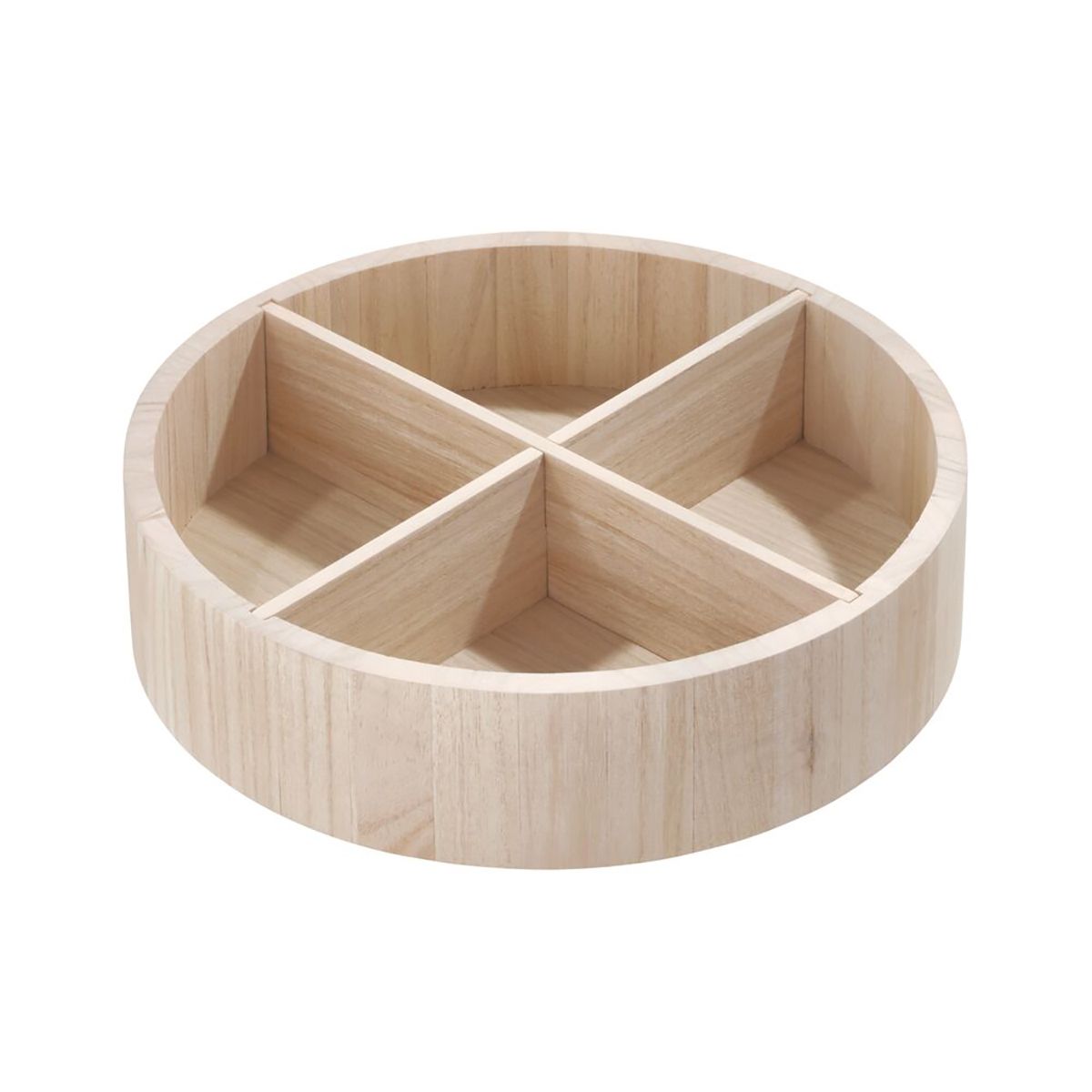 THE HOME EDIT Wooden Divided Turntable Sand | The Container Store