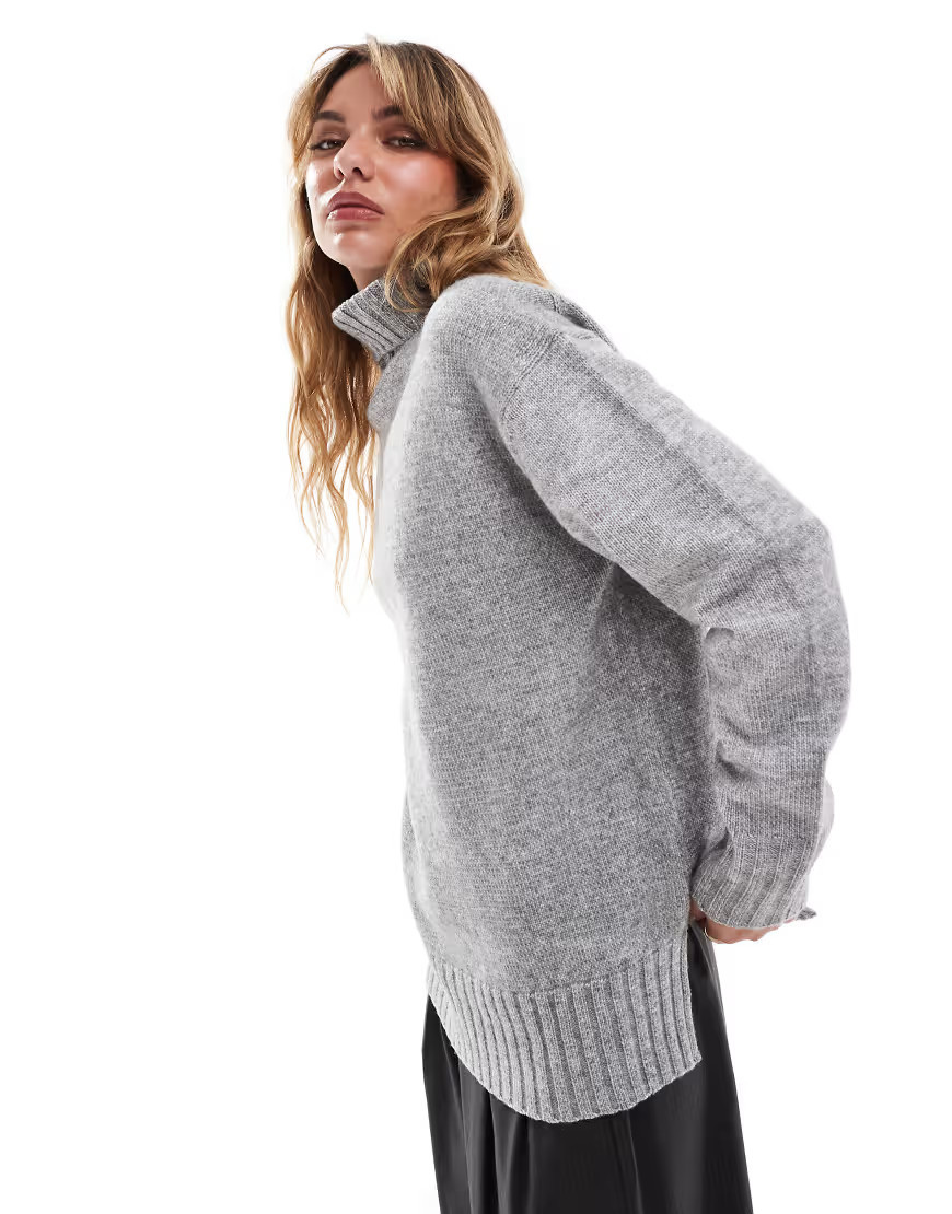 Threadbare roll neck oversized jumper in grey | ASOS (Global)