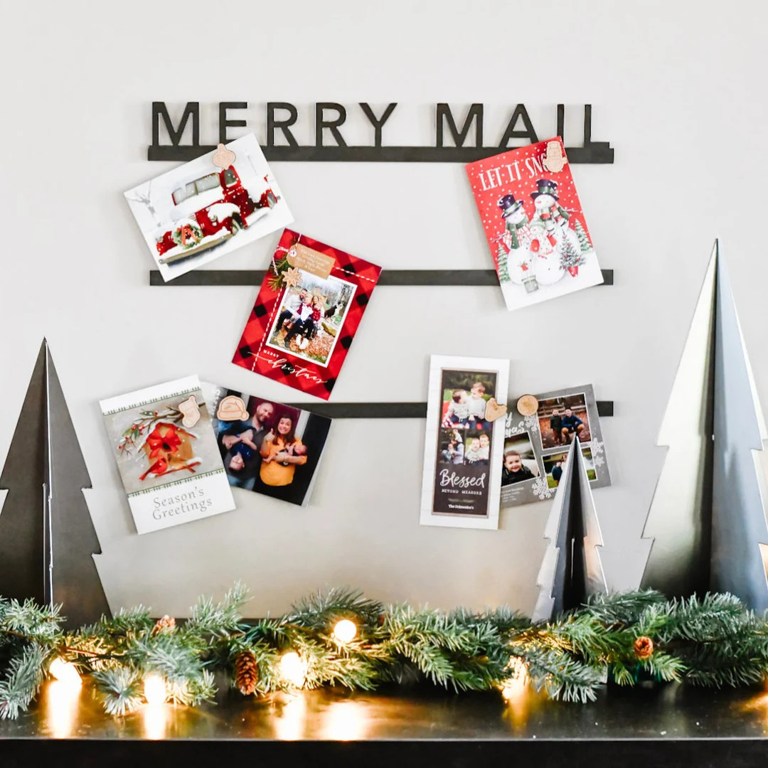 Merry Mail Christmas Card Display Bars - Etsy | Etsy (US)