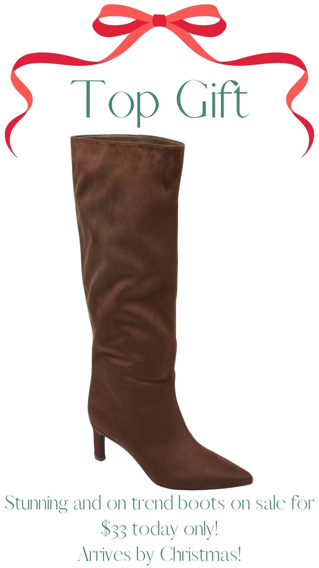 These stunning boots are on sale today only, for $33! The best part they should arrive by Christmas!