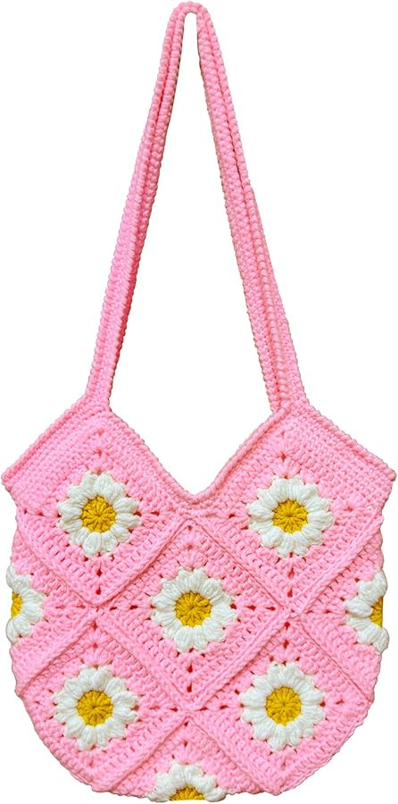 Crochet Bags and Totes Floral Tote Bag Crochet Purse for Women Knit Bag Flower Purse Daisy Gifts | Amazon (US)
