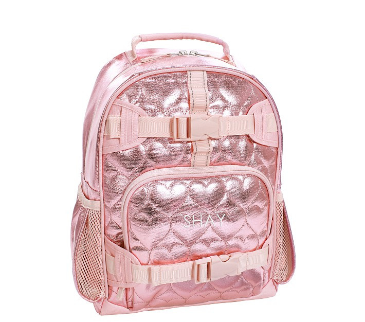 Mackenzie Pink Metallic Hearts Backpacks | Pottery Barn Kids