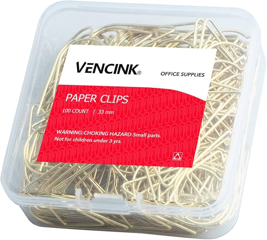 100 Pieces Gold Cute Paper Clips Medium, VENCINK Smooth Stainless Steel Drop-Shaped Wire Papercli... | Amazon (US)