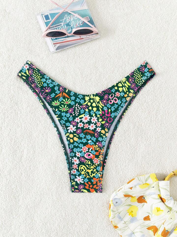 Floral Print High Cut Bikini Bottom | SHEIN