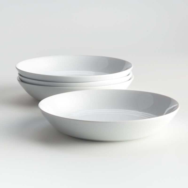 Set of 4 Hue White Low Bowls + Reviews | Crate and Barrel | Crate & Barrel
