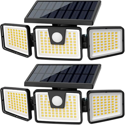AmeriTop Solar Lights Outdoor, 2 Pack LED High Brightness Cordless Solar Motion Sensor Lights; 3 Adjustable Heads, 270° Wide Angle Illumination, IP65 Waterproof, Security LED Wall Light(Daylight) | Amazon (US)