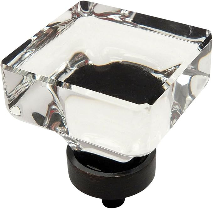 Cosmas 6377ORB-C Oil Rubbed Bronze Cabinet Hardware Square Knob with Clear Glass - 1-3/8" Square | Amazon (US)
