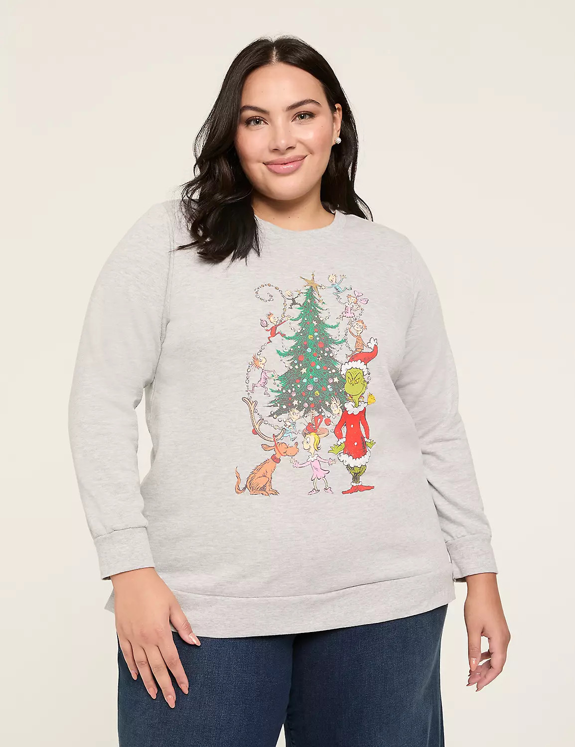 Grinch Christmas Tree Graphic Sweatshirt | Lane Bryant (US)