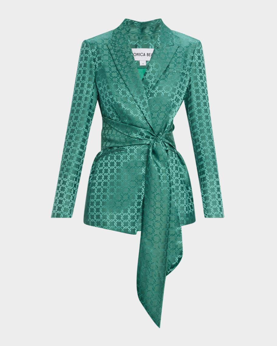 Veronica Beard Issel Printed Tie-Front Jacket | Neiman Marcus
