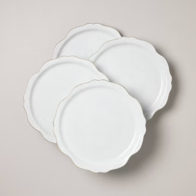 Set of 4 Carved Edge Dinner Plates Cream - Hearth & Hand™ with Magnolia | Target