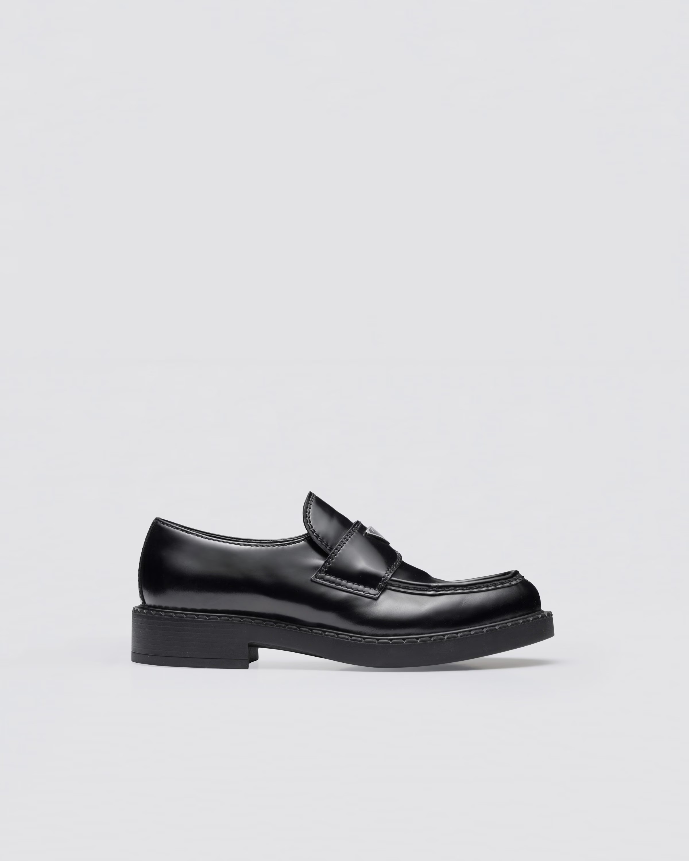 Chocolate brushed leather loafers | Prada INT