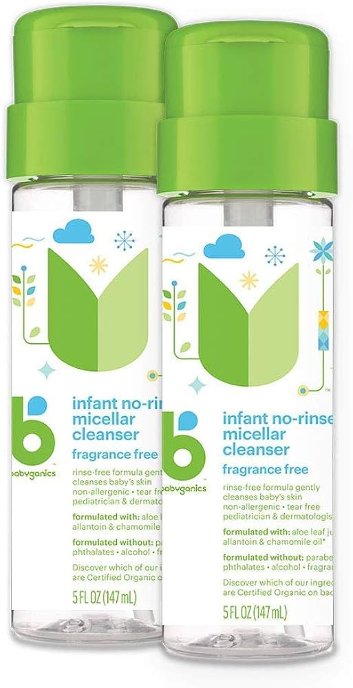 Babyganics Infant No-Rinse Micellar Cleanser, 5 Fl Oz (Pack of 2) | Amazon (US)